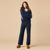 Cable Knit Marshmallow V-Neck with Flared Sleeve and Pant