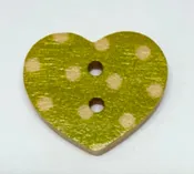 18mm 2 hole white spotted wood heart Army Green