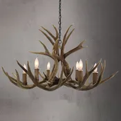 6-Light-Mule Deer-Chandelier-AWC-38
