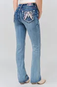 American Wing Embroidered Bootcut Jeans
