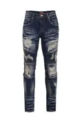 Distressed Moto Jeans in denim Blue Color