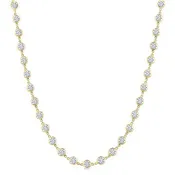 10 Ctw Bezel Set Round Cut Diamond Station Necklace in 14K Yellow Gold