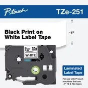 0.94in X 26.2 ft Black ink/White label - BROTZE251