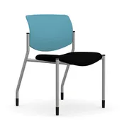 Armless Plastic Back Guest Chair with Upholstered Seat