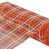 10.25"X10YD FARMHOUSE PLAID FAUX JUTE MESH - ORANGE/CREAM - RY8345ET