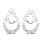 0.33 Cttw Round White Lab Diamond Pavé Rhodium Plated Silver Double Teardrop Stud Earrings