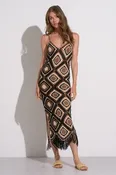 Aleki Crochet Midi Dress Black Multi