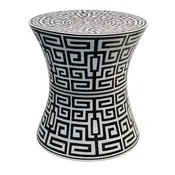 22" PORCELAIN GARDEN STOOL BLACK KEY DESIGN
