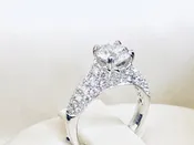 2.88 CT.T.W. Solitaire Diamond Engagement Ring with Pavé Band in 18k White Gold