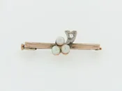 10K YELLOW GOLD PEARL AND DIAMOND PIN