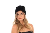 Black Knitted Cap with pompom
