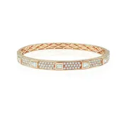 18k Rose Gold 2.26ctw Round and Asscher Cut Diamond Bangle Bracelet
