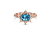 Blue Topaz and Diamond Starburst Ring