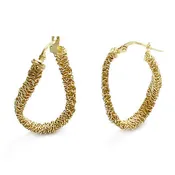 14K Gold over Sterling Silver Tangled Mesh Wire Twisting Hoop Earrings