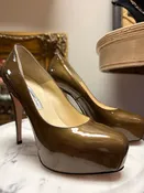 Brian Atwood Size 36 1/2 Cognac Patent Leather Pump