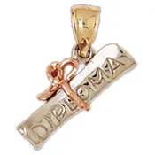 14k Gold 3-D Tri Color Diploma Charm