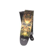 Alchemy Leather Guitar Strap, Green Skull