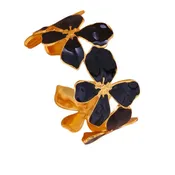 18K Gold Plated Bangle Bracelet with Flowers | 5 Colors