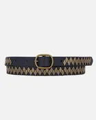 Amsterdam Heritage Liza Skinny Studded Belt w/ Pyramid Studs-Black