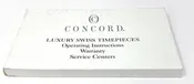 Concord Luxury Swiss Timepieces Instruction, 3 Year Warranty and Service Centers Booklet