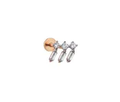 14k yellow gold 3 row baguette and round diamond piercing st...