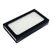 10 1/4" x 6" x 1 1/2" Black Cardboard 64-Ring Display Case with Plastic Window