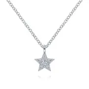 14K White Gold Diamond Star Pendant Necklace