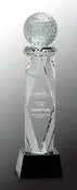 10 3/4" Clear Crystal Golf Ball on Facet Column w/Black Base