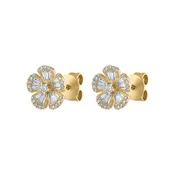 14KT GOLD DIAMOND BAGUETTE FLOWER EARRING