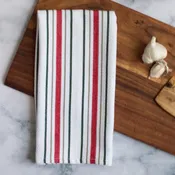 Christmas Stripe on White Tea Towel