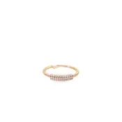 14K Rose Gold Diamond Pave Ribbed Ring