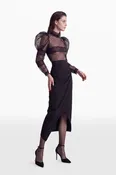 Asymmetric Drapped Crepe Skirt