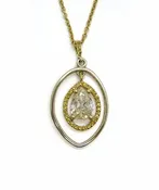 14K Two-Tone Pear Shape Diamond Pendant Necklace (1.44ct GIA)