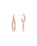 18k Rose Gold Double Link Earrings, Diamonds