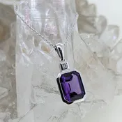 14K White Gold Amethyst Necklace