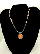 Aventurine Style pendant in Silver-tone Setting with Floating Beads