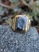 10k gold Deco hematite warrior Intaglio ring