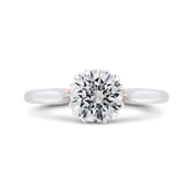 14K Two Tone Gold Round Diamond Floral Engagement Ring (Semi Mount)