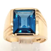 10K Yellow Gold EC Blue Topaz Fashion Ring Size:9.75 Gram Weight:7.0g