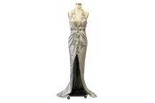 Deep V-Neck Sequined Evening Gown