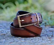 Carrucci Burnished Calfskin Belt - Brown
