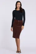 5 Pocket Midi Skirt - Chocolate Fondant