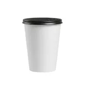 10 oz. Paper Hot Cups with Black Flat Lids