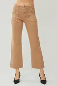 Risen Ankle Flare Patch Pocket Jeans - Cocoa