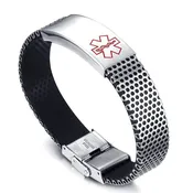 Custom Engravable Stainless Steel Silicone Medical ID Alert Bracelet