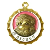 Bichon Dog Id Tag Antique Gold Finish