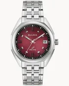 40mm Bulova 96B401 Red Dial Jet Star Men's Quartz Wristwatch Steel Legendary