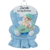 #1 Big Brother In Blue Chair Christmas Ornament