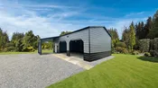 38x35x11/8 Metal Garage with 12' Lean-To - Vertical Roof - Eagle Carports