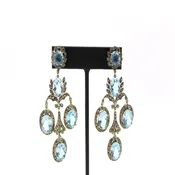 Carlos Belloso Blue Topaz Diamond and Emerald Earrings set in Sterling Silver and 18k White Gold